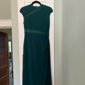 Lauren Ralph Lauren Cap Sleeve Maxi Dress side slit size 6 Petite, Hunter Green